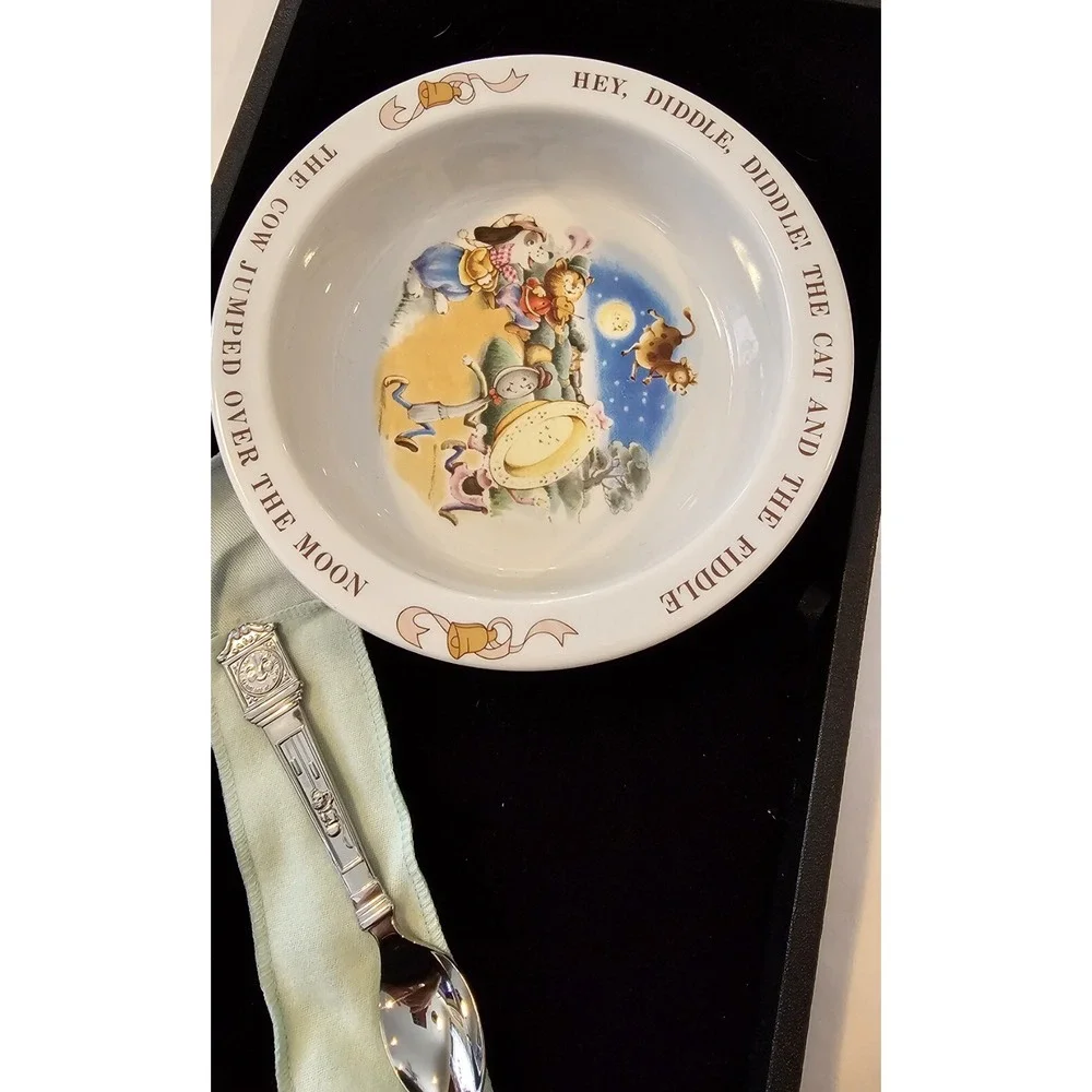 Mother‎ Goose Vintage 1984 Avon Baby's Keepsake Spoon and Bowl w box